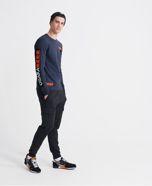 Superdry Osaka Series Férfi Pólók Kék | IXFVO7251